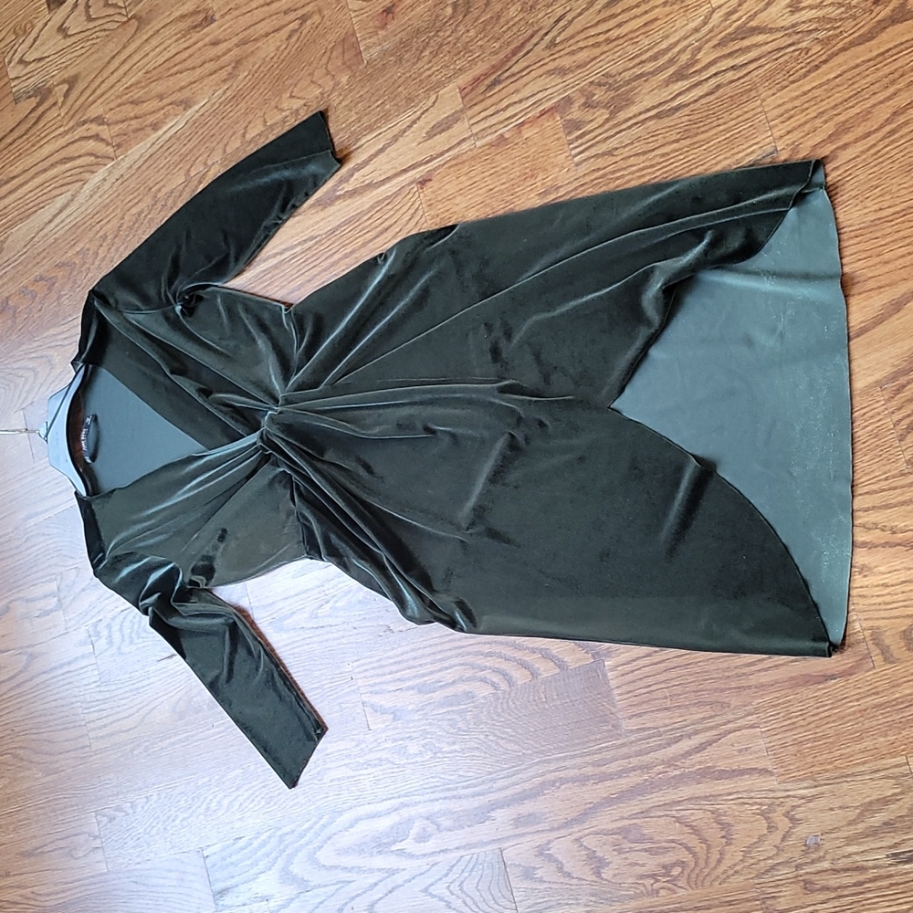 Zara Basic Forest Green Suede Cocktail Dress